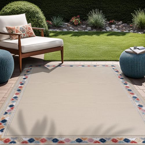 Beverly Rug Alfombra para exteriores de 10 x 14 pulgadas, moderna, floral, grande, para interiores y exteriores, fácil de limpiar, no se desprende, para sala de estar, porche, jardín, lavable (10 x 14