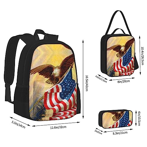 Cartable drapeau américain 3 pièces pour éviter le mal de dos des élèves - 4