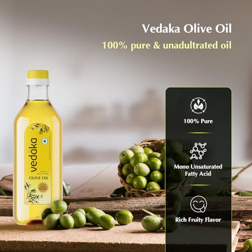 Image of Amazon Brand - Vedaka Olive Oil| For Indian Cooking 500Ml | Contains Mufa | Ideal For Frying, Roasting, Sauteing | Extra Light |Neutral Flavour