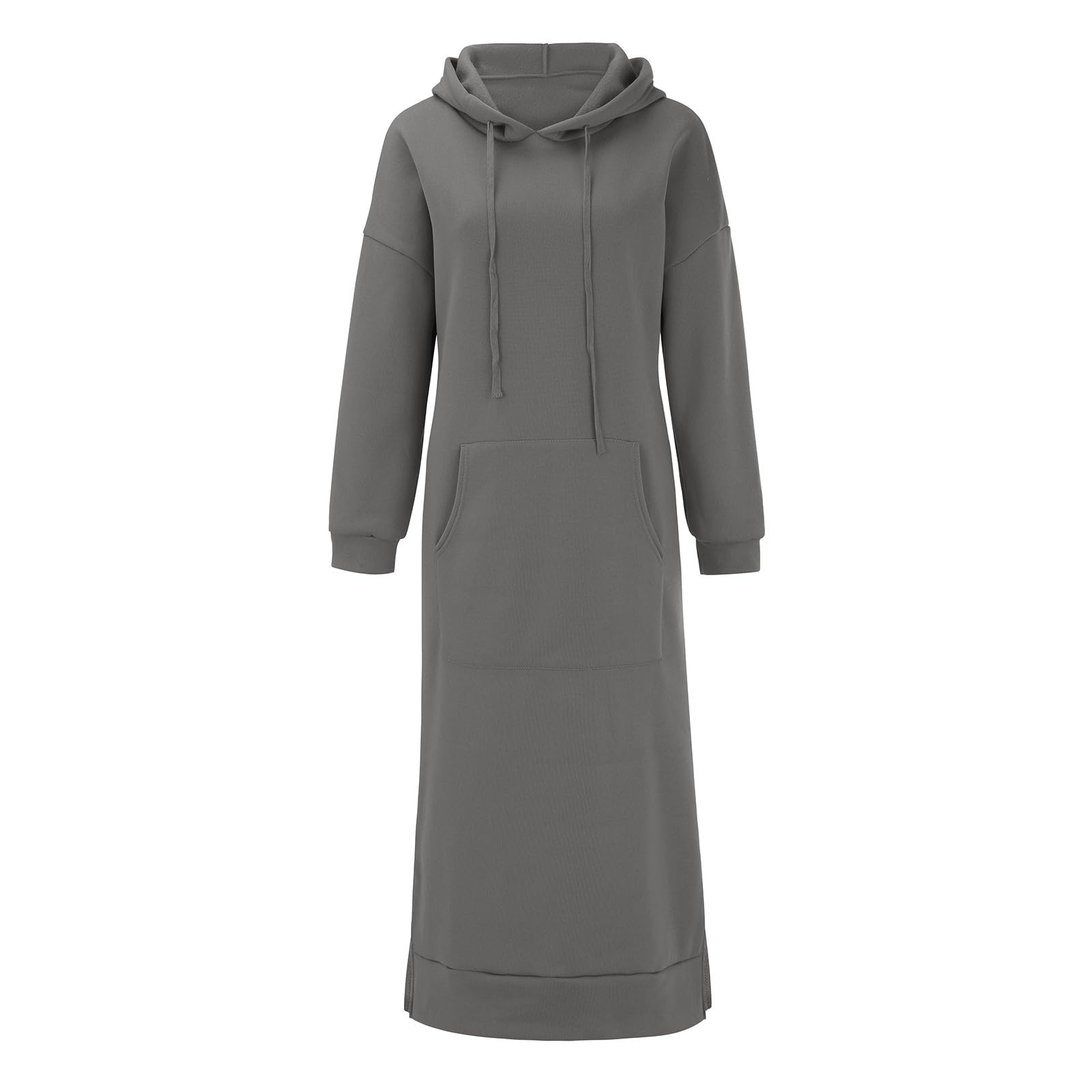 Robe à capuche à manches longues douillette gris taille 54 coupe ample - 6