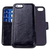 SHANSHUI Wallet Case Compatible with iPhone SE/5/5s, Magnetic Detachable 2 in 1 PU Leather Flip Wallet Case with 3 RFID Card Holders and 1 Cash Pocket with Slim Back Cover (Black)