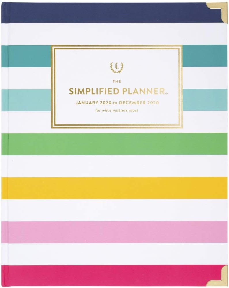 Simplified by Emily Ley 2020 Weekly & Monthly Planner, 8" x 10", Large, Hardcover, Happy Stripe (EL301-903-20)