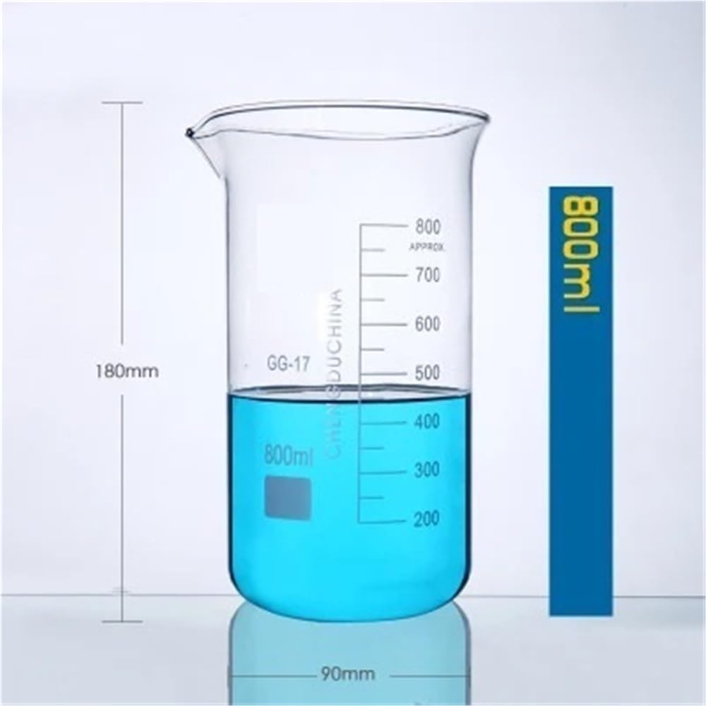 4 Pzs Vasos Forma Alta Borosilicato 50-1000Ml Vasos Claros | Vaso medidor con escala, equipo de laboratorio(800)