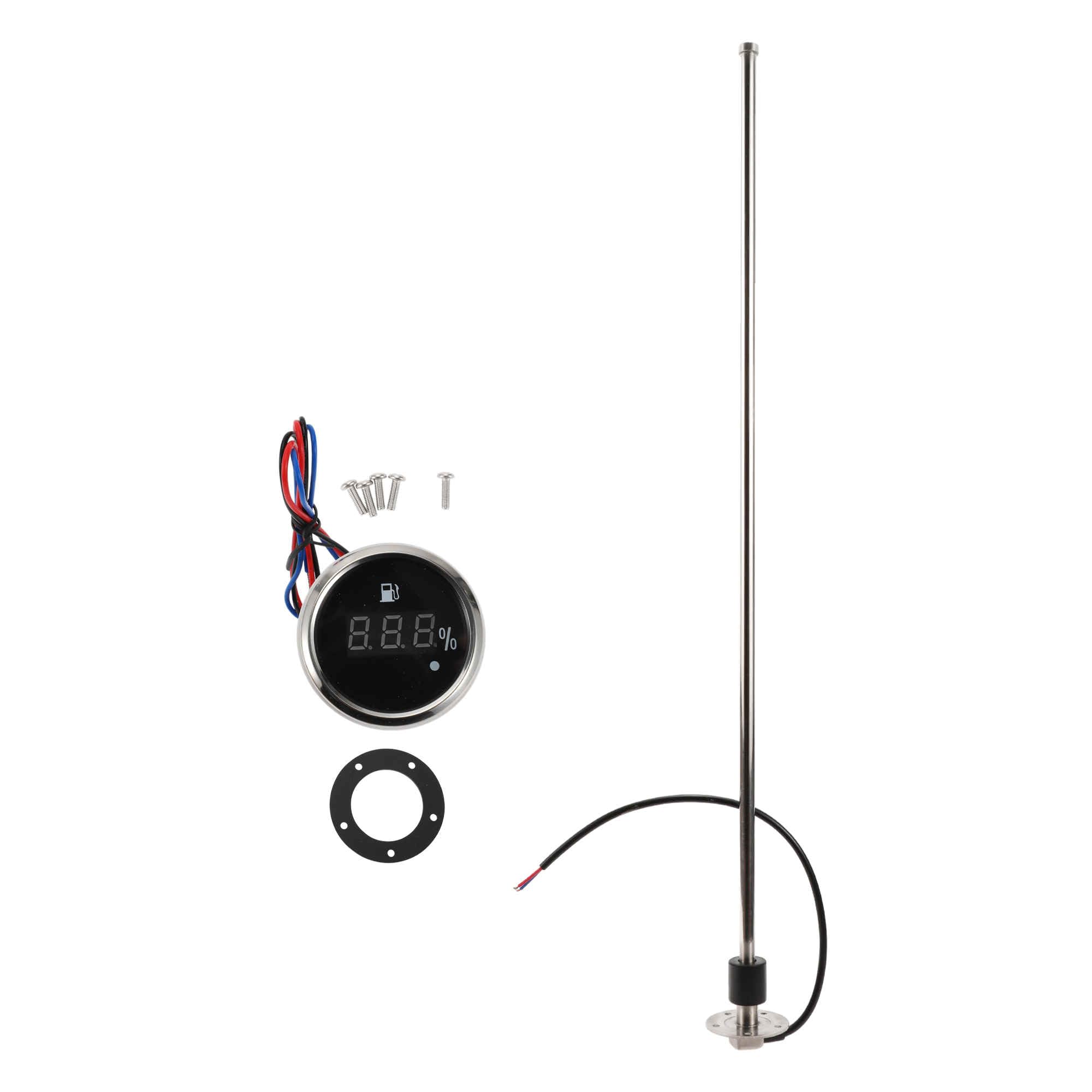 A ABSOPRO Fuel Sending Unit and Gauge Kit 850mm Length Boat Fuel Sending Unit Marine Fuel Sender Unit Metal Silver Tone Black 1set 240-33 Ohm