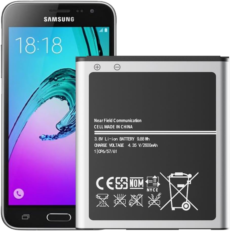Galaxy J3 Battery,(2026 New Upgraded) 2600mAh Replacement Battery for Samsung J3 J327A J327P J320A/F/P/V EB-BG530BBC EB-BG530BBE/Galaxy On5/Galaxy Grand Prime SM-G550F