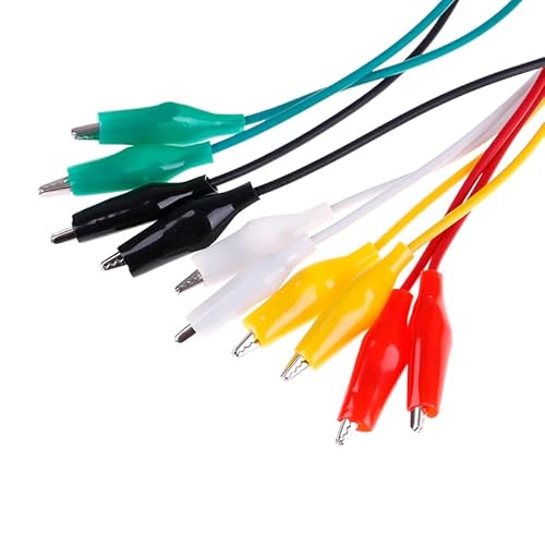 Câbles avec pince crocodile pour test | Câbles de mesure pour tests | Pinces à double extrémité | Pinces crocodiles | Câbles métalliques | Contient 10 fils | 50 cm | Multicolore