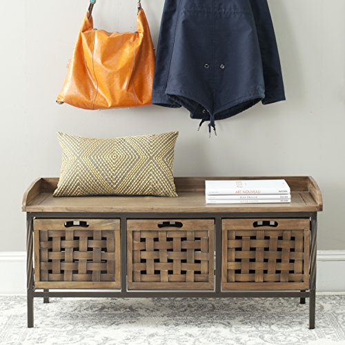 Safavieh American Homes Collection Isaac Filbert Brown Wooden Storage Bench #TOP12