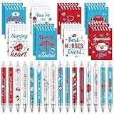 Pasimy 32 Pcs Nurse Appreciation Gifts Set Spiral Notebooks and Ballpoint Pens Bulk Inspirational Pocket Journals Medical Themed Mini Notepads Nurse Day of the Week Party Supplies Favors