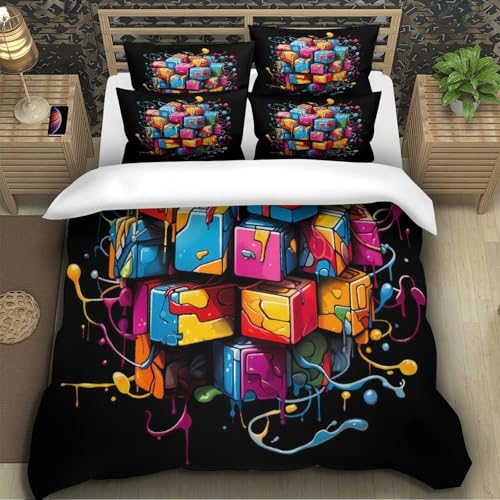 Housse de couette microfibre 140x200 cm imprimée 3D résumé numérique single