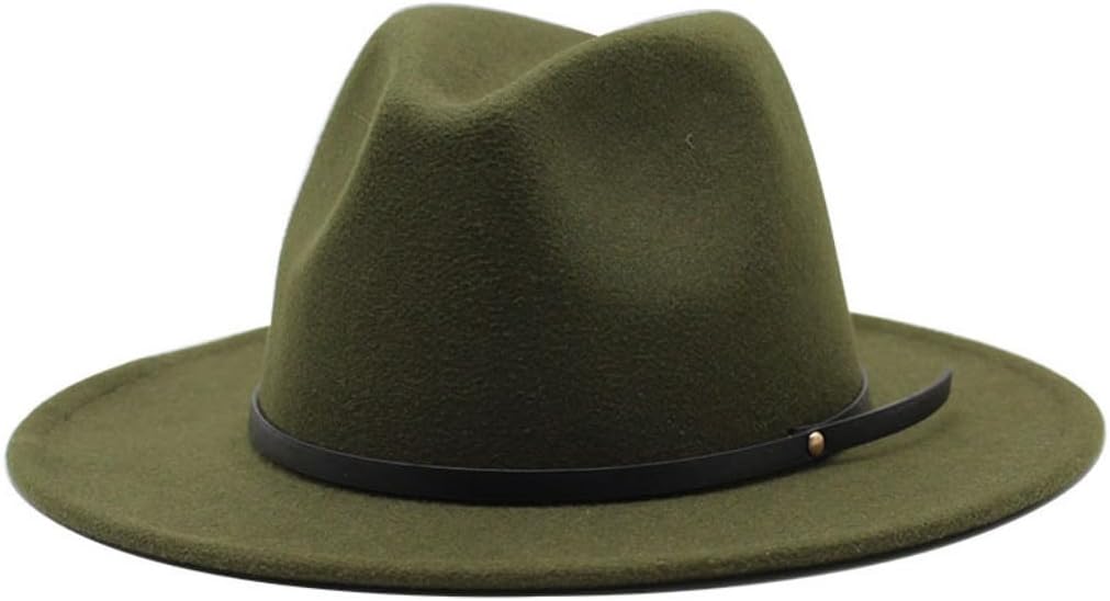 Classic Western Wool Felt Cowboy Hat, 2-inch Brim, Black, with Leather Band