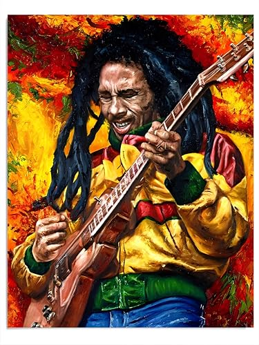 AMERICAN LUXURY GIFTS Reggae Legend Wall Art Print – Vibrant Music Icon Poster for Studio, Man Cave, Office & Home Decor – Unframed 11x14 Vintage Reggae Art – Gift for Fans & Music Lovers