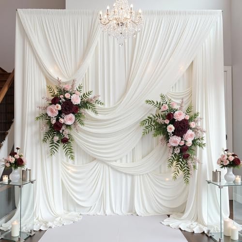 Party Village 10ft15ft Ivory Backdrop Curtain for Wedding Parties