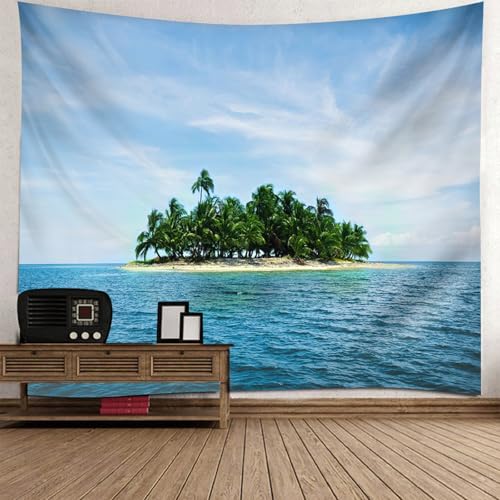 Tapisserie moderne decoration murale 260x240cm tenture paysage mer de salon