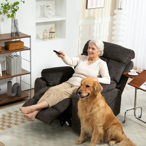 Image of 4 Motor Power Lift Recliner Chair for Elderly, 400LBS Big Man Oversized Lay Flat Recliner with Massage Heat, Zero Gravity Electric Lift Chair, Adjustable Headrest, Cup Holders,Dark Grey
