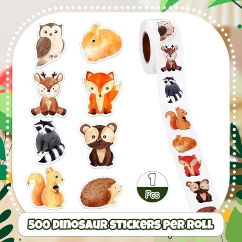 Runde Tier Aufkleber - 500 Stück Belohnungsaufkleber, Animal Sticker Rolle, Cartoon Tiermuster für Kinder