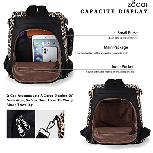 Image of ZOCAI Backpack Purse for Women Fashion Backpack Purses PU Leather Daypacks Anti-Theft Shoulder Bag Satchel Purse