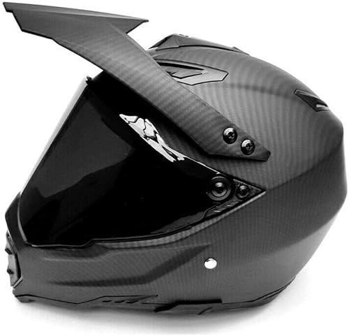 Casco de motocicleta de cara completa de fibra de carbono, casco de carreras de motocross, ATV negro mate