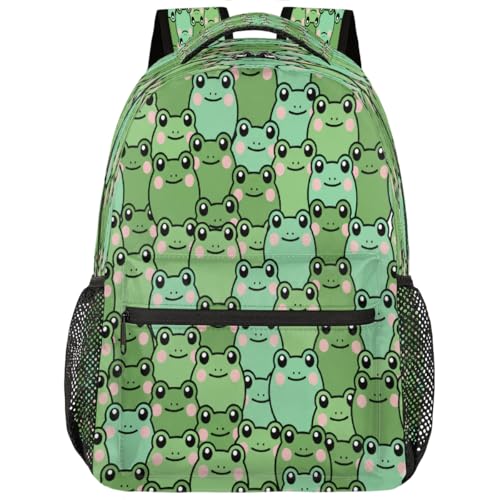 Mochila escolar de viaje para laptop de 15.6 pulgadas con diseño de ranas para estudiantes