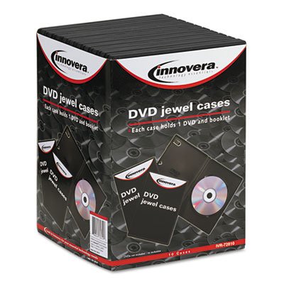 Innovera - Standard Dvd Case, Black, 10/Pack - Sold As 1 Pack - Plastic Case With Interior Tabs To Hold Booklet. #TOP2