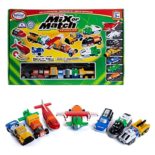 POPULAR PLAYTHINGS Mix or Match Vehicles Green, Magnetic Toy Play Set, 21 Pieces