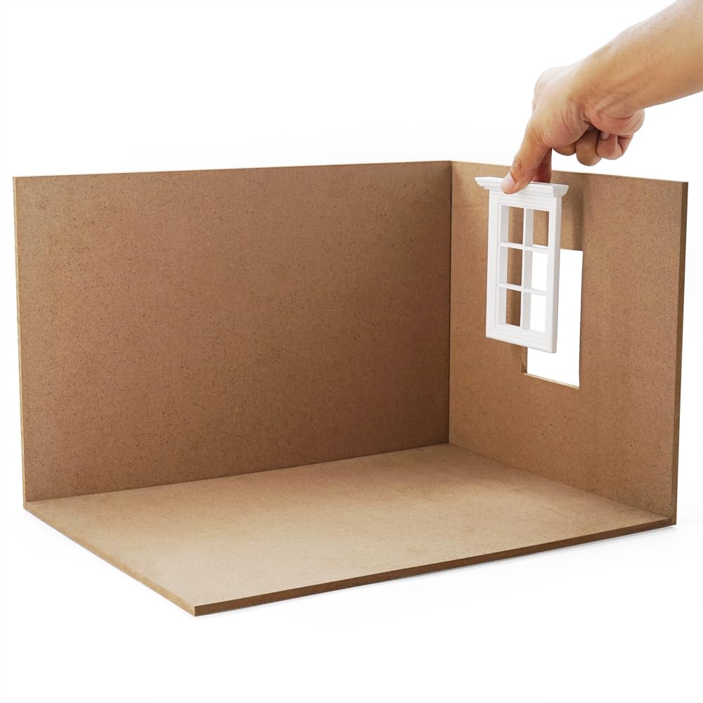 Odoria Dollhouse Room Box Miniature: 1/12 Scale Display Shadow Box Unfinished Construction for Diorama Craft Building - Mini Wooden Furniture for Doll