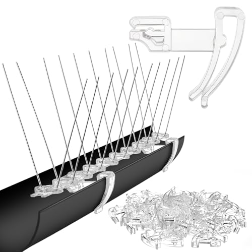Patelai 50 clips de canalón para disuasivos de pájaros de 1.9 x 1.7 pulgadas, repelente de palomas, artículo esencial para canalones de lluvia, gaviotas, pájaros, permanecen disponibles para forma de