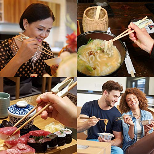 Chopstick Helper, Training Learning Practicing Chopsticks for Adults, Kids, Beginners, Trainers or Learners, Hinges Connector Wooden Reusable Non-Slippery Replaceable - Right or Left Handed (9 Pieces)