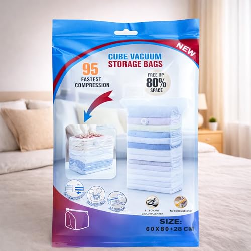 Image of CLAPONE 1 Pack Vacuum bags for clothes /Space Vacuum Bags for Travel & Home /Vacuum Sealer Bags /Comforters /Blankets /Bedding Bags /Storage Bags /Pillow Storage Bag (Size 60X80)
