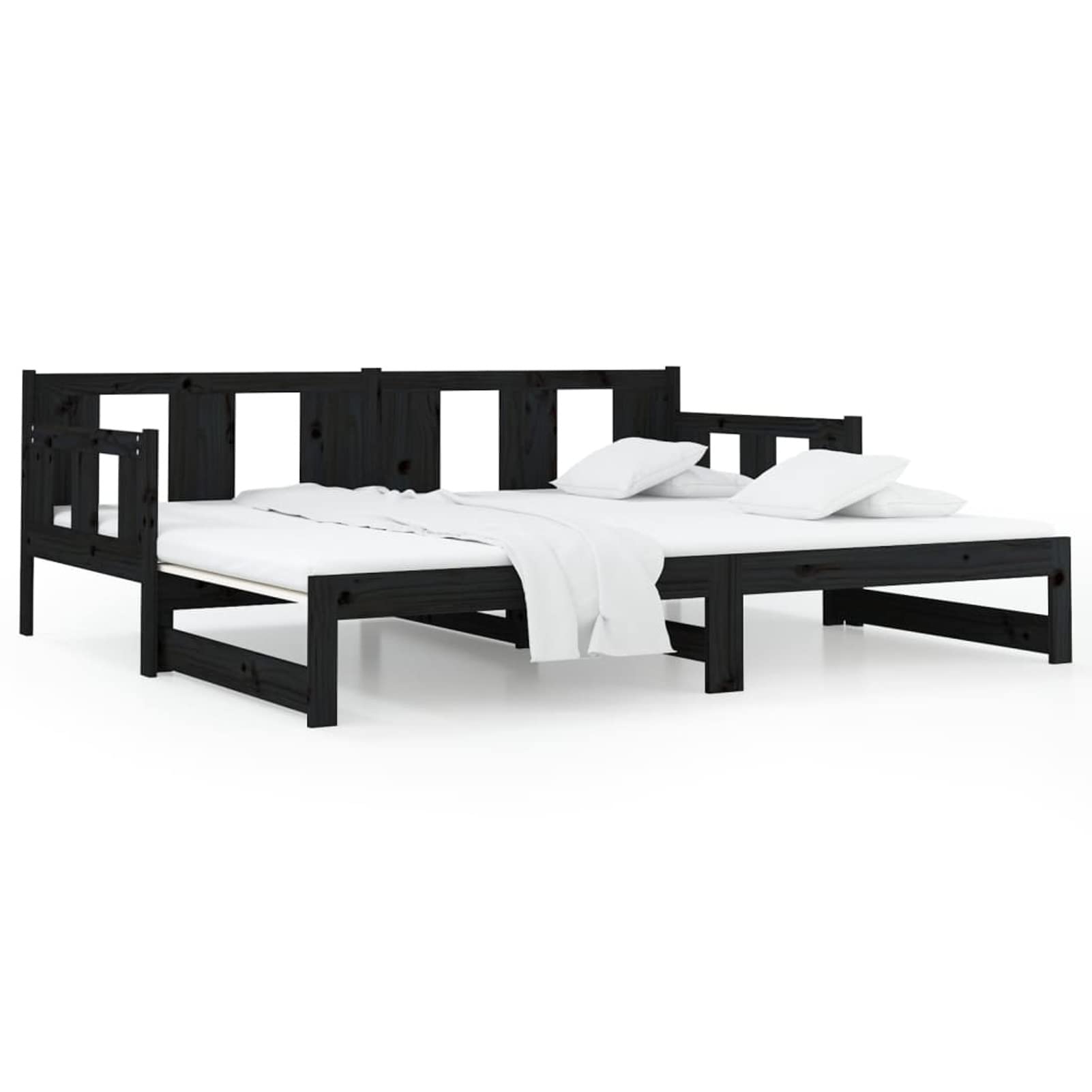 ShGaxin Letto Scorrevole Nero Legno di pino Solido 2X(80x200) cm,Letto con Sommier,Grande Telaio Per Letto,Letto Matrimoniale789