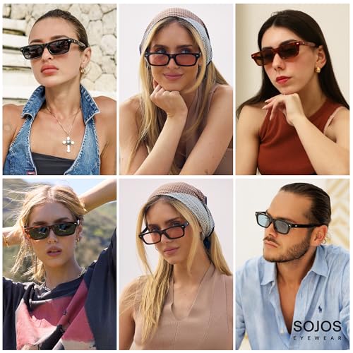 SOJOS Trendy Polarized Rectangle Sunglasses Womens Men Retro Vintage Sun Glasses SJ23792