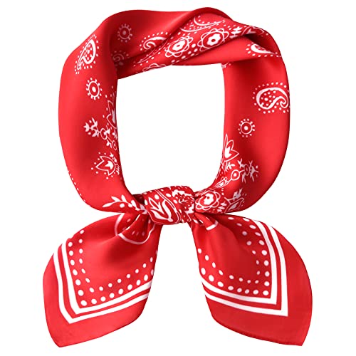 Mokoomiss Silk Feeling Scarf Medium Square Satin Head Scarf for Women 27.5 × 27.5 inches