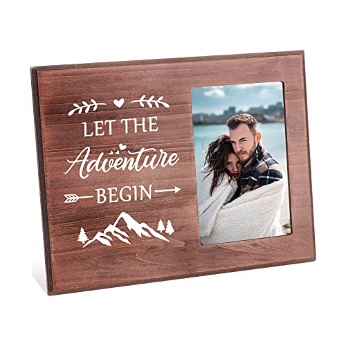 INFUNLY Marco de fotos de madera de 4 x 6 pulgadas, marco de fotos para boda, marco de fotos romántico, para parejas, novio y novia Cover