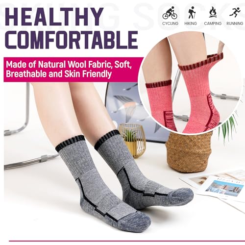 DoSmart Merino Wool Hiking Socks for Women Thermal Winter Warm Moisture Wicking Boot Work Cushion Gift Socks 5 Pairs3