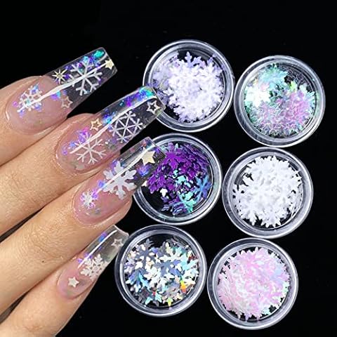 Valuu Christmas Snowflakes Nail Glitter Flake Cover