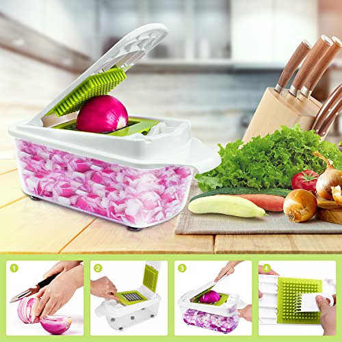 Food Dicer 5 Blades, Onion Dicer Chopper For Kitchen, Fruit And Veggie, Vegetables , Food Prep Chopper, Light Green #TOP5