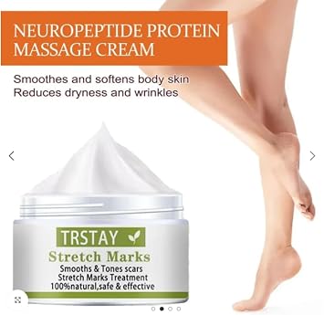 TRSTAY Stretch Mark Cream- 100% Natural Formula- With Vitamin E, Glycerin, Grape Seed Extract, and Neutropeptides (15, Grams)