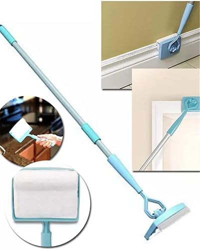 Miniatura 5 de Herramienta limpiadora de zócalos con asa, 5 almohadillas de limpieza reutilizables por fregona sin doblar, herramienta limpiadora de zócalos de