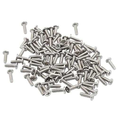 PHITUODA 100pcs M1.6 x 5mm Rotonda Testa Piatta Viti Macchina, Acciaio Inox 304 Phillips Croce Drive Vite Hardware Bulloni di Fissaggio