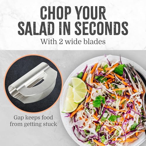 Mindful Design Stainless Steel Mezzaluna Salad & Vegetable Chopper with Protective Cover - Image 3