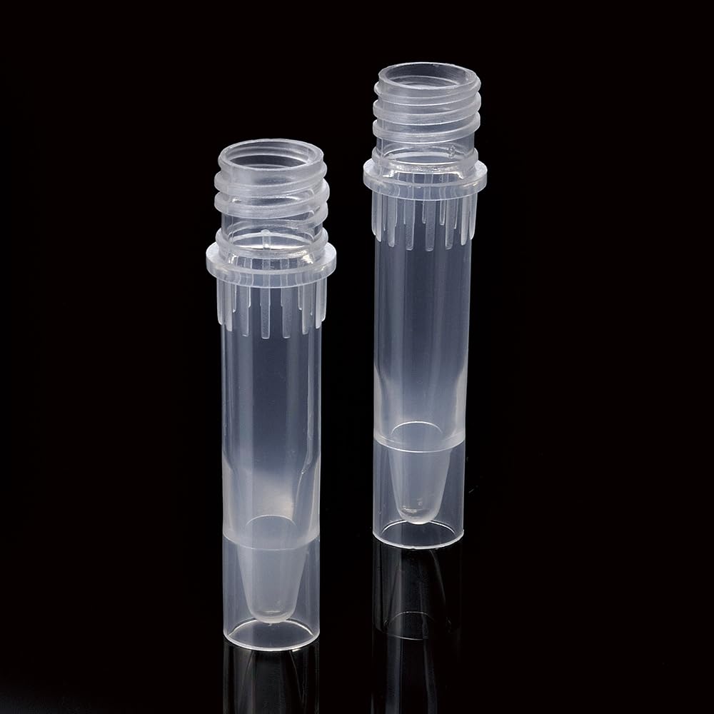 Microtubes à bouchon à vis de 1,5 ml, flacons cryogéniques, tube autoportant, transparent non stérile, PP, 500 tubes/paquet, 10 paquets/boîte