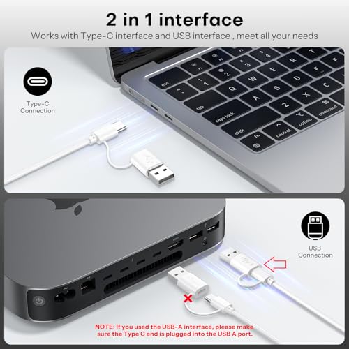 Image of OMOTON Wired Keyboard for Mac Devices ONLY with Dual Interface, Comfortable Typing Angle & Stable Connection, Compatible with MacBook, iMac, Mac mini, PC-White & Orange & Grey
