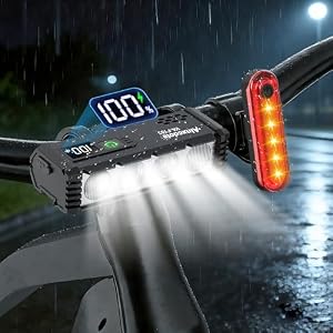 Super Bright Bike Lights for Night Riding, USB Rechargeable LED Bicycle Light with LCD Dispaly, NO Guess Power, High Power Waterproof Bike Headlight Front and Rear for Mountain Road Cycling