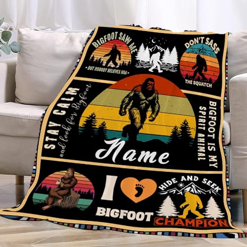 Custom Bigfoot Blanket-Bigfoot Blanket for Kids Adults- Bigfoot Gift for Boys, Girls-Soft Flannel Lightweight and Warm Used for Room Bed Camping 60