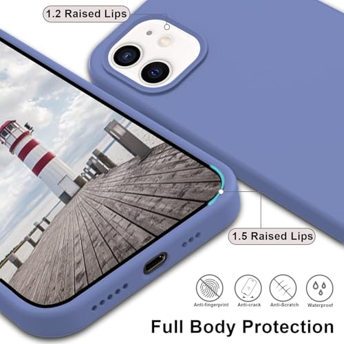 Image of DIZORO Silicone Back Case for iPhone 12 /12 Pro, Soft-Touch Phone Microfiber Silicone Back Cover for iPhone 12 /12 Pro -Lavender