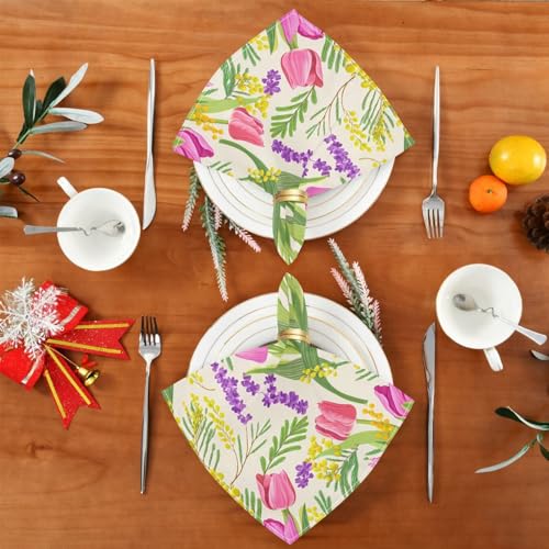 Servilletas de Tela Qilmy Tulips Set x4 20x20 in miniatura 4