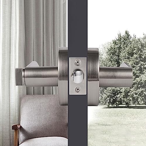 Knobonly Keyed Alike Entry Door Handles, Exterior Door Handles With Lock And Keys, Front Door Locksets With Same Keys, Brushed Nickel Entrance Door Locksets, Heavy Duty Security Locks, 4 Pack #TOP5
