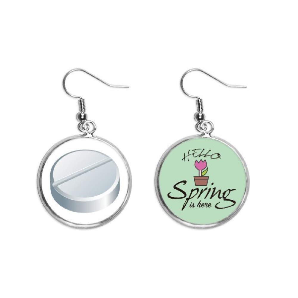 Pendientes de primavera con colgante de patrón de píldora blanca 5
