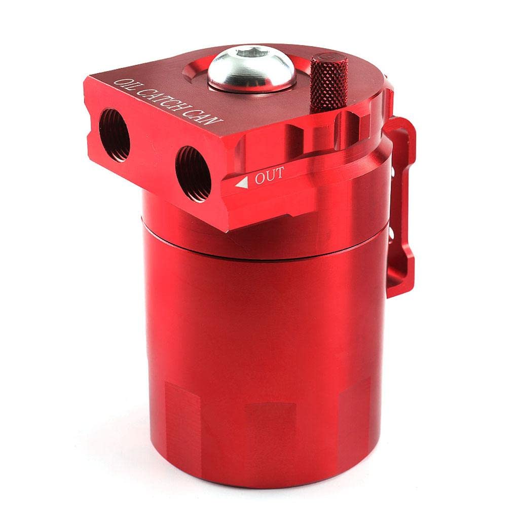 Qianly Depósito de Aceite Universal de 300 Ml, Kit de Filtro de Ventilación del Motor con Depósito de Suministro de, Línea de Repuestos para Automóv, Rojo con Filtro