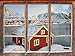 Produktbild Stil.Zeit Fischerhaus an den Lofoten Inseln Fenster im 3D-Look, Wand- oder Türaufkleber Format: 92x62cm, Wandsticker, Wandtattoo, Wanddekoration
