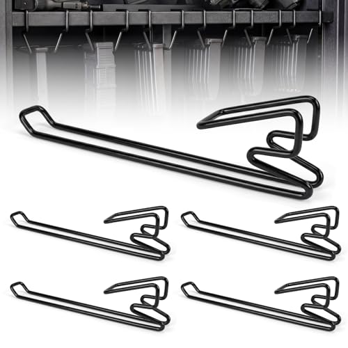 Yaocom 5 Pcs 11" Pistol Double Stack Magazine Holder Gun Safe Storage Universal Rack Under Shelf Organizer Works Handgun Hanger Holder for Most Magazines with Magazine Base Accessories Cabinet Hunters